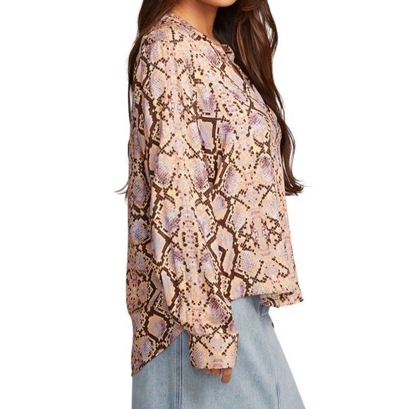Chaser Women’s Blouse Size Small Denver Python Print Long Sleeve NWT $98 MSRP - Picture 4 of 10